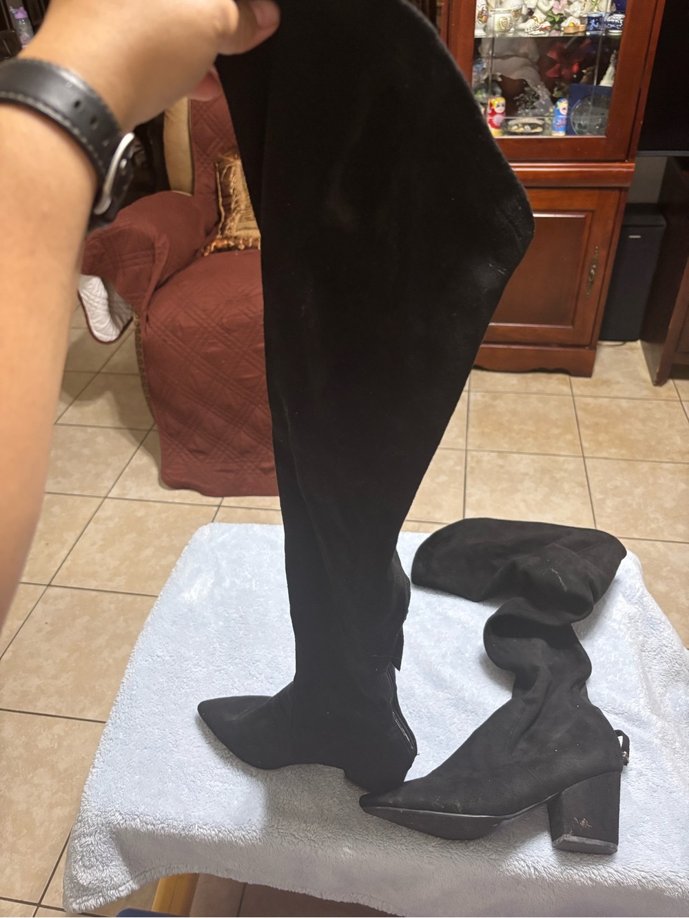 Over-the-Knee Black Suede Women's Boots